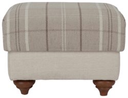 Heart of House - Argyll Checked - Fabric Footstool-Mink/Cream